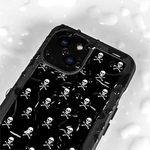 Skull and Crossbones (white) iPhone 15 Plus Waterproof Case
