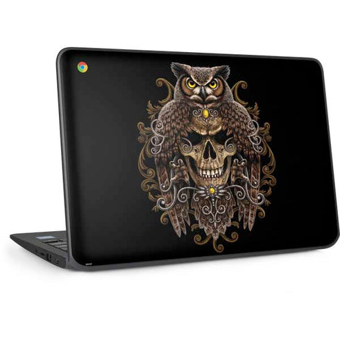 Skull and Owl by Sarah Richter HP Chromebook Skin