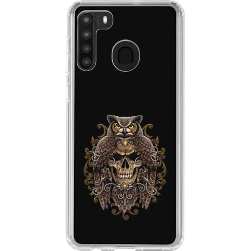 Skull and Owl by Sarah Richter Galaxy A21 Clear Case