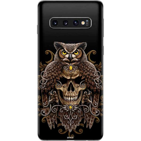 Skull and Owl by Sarah Richter Galaxy S10 Skin