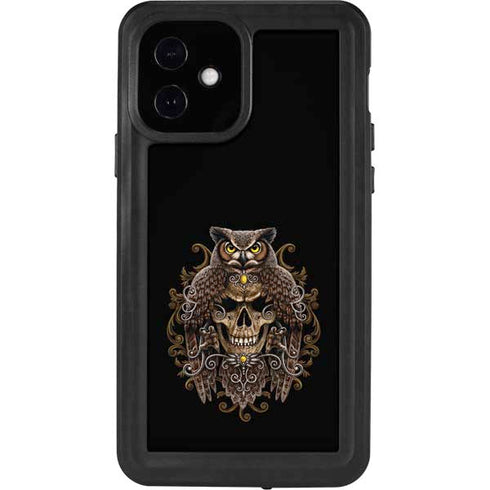 Skull and Owl by Sarah Richter iPhone 12 Waterproof Case