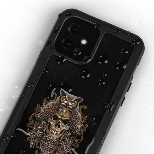 Skull and Owl by Sarah Richter iPhone 12 Waterproof Case