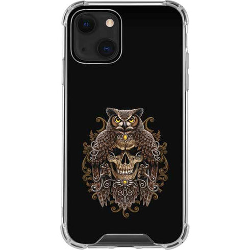Skull and Owl by Sarah Richter iPhone 13 Mini Clear Case