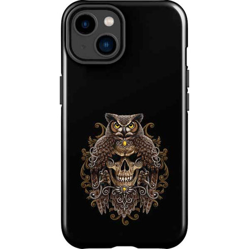 Skull and Owl by Sarah Richter iPhone 15 Plus Impact Case