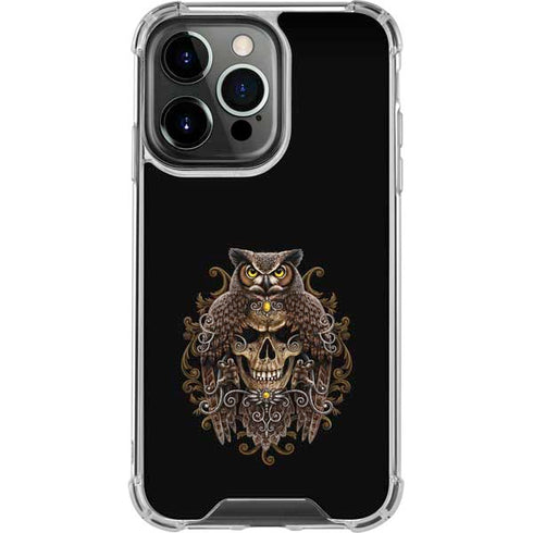 Skull and Owl by Sarah Richter iPhone 14 Pro Clear Case