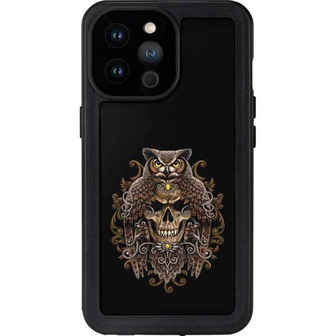 Skull and Owl by Sarah Richter iPhone 14 Pro Max Waterproof Case