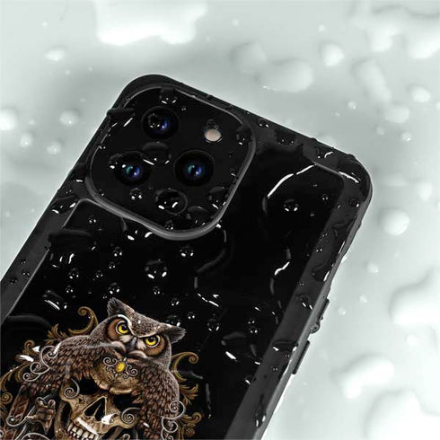 Skull and Owl by Sarah Richter iPhone 14 Pro Max Waterproof Case