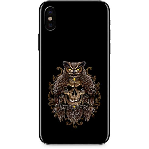 Skull and Owl by Sarah Richter iPhone X Skin