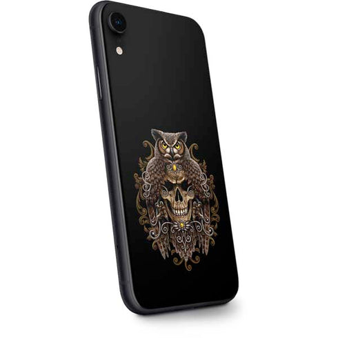 Skull and Owl by Sarah Richter iPhone XR Skin