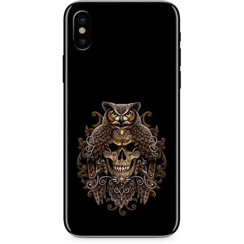 Skull and Owl by Sarah Richter iPhone XS Skin