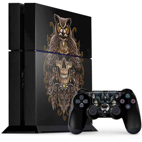 Skull and Owl by Sarah Richter PS4 Console and Controller Bundle Skin