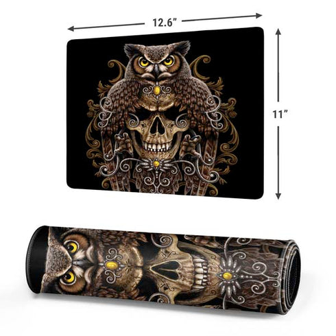 Skull and Owl by Sarah Richter Gaming Mouse Pad
