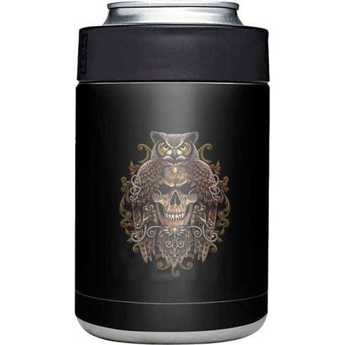 Skull and Owl by Sarah Richter Yeti Colster Can Insulator Skin