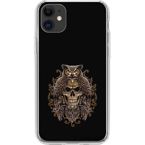 Skull and Owl by Sarah Richter iPhone 11 Clear Case