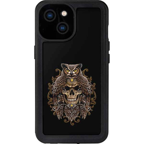 Skull and Owl by Sarah Richter iPhone 15 Waterproof Case
