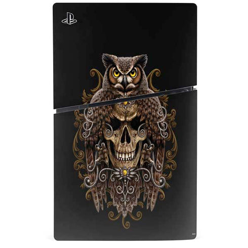 Skull and Owl by Sarah Richter PS5 Slim Disk Console Skin