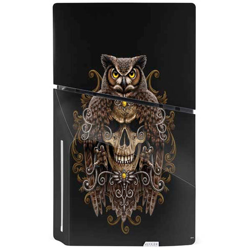 Skull and Owl by Sarah Richter PS5 Slim Disk Console Skin
