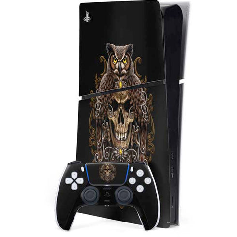 Skull and Owl by Sarah Richter PS5 Slim Digital Edition Bundle Skin