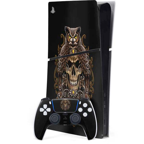 Skull and Owl by Sarah Richter PS5 Slim Digital Edition Console Skin