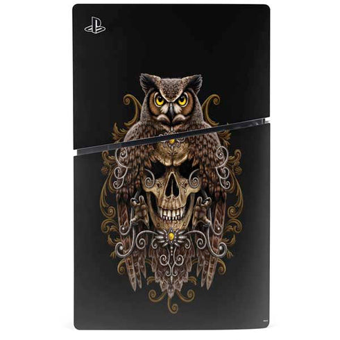 Skull and Owl by Sarah Richter PS5 Slim Digital Edition Console Skin