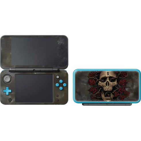Liquid Blue Skull Entwined with Roses Nintendo 2DS XL (2017) Skin