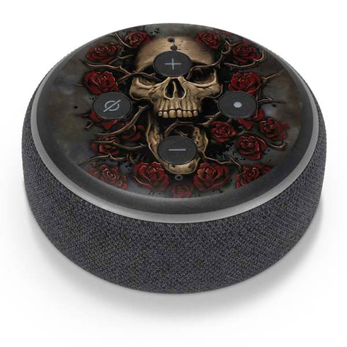 Liquid Blue Skull Entwined with Roses Amazon Echo Dot Skin