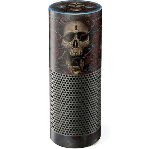 Liquid Blue Skull Entwined with Roses Amazon Echo Skin