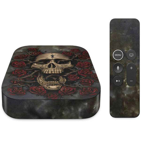 Liquid Blue Skull Entwined with Roses Apple TV Skin