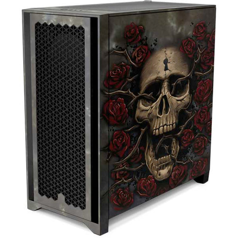 Liquid Blue Skull Entwined with Roses Corsair 4000D Tempered Glass Mid-Tower ATX Case Skin