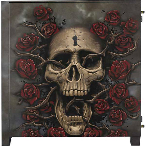 Liquid Blue Skull Entwined with Roses Corsair 4000D Tempered Glass Mid-Tower ATX Case Skin