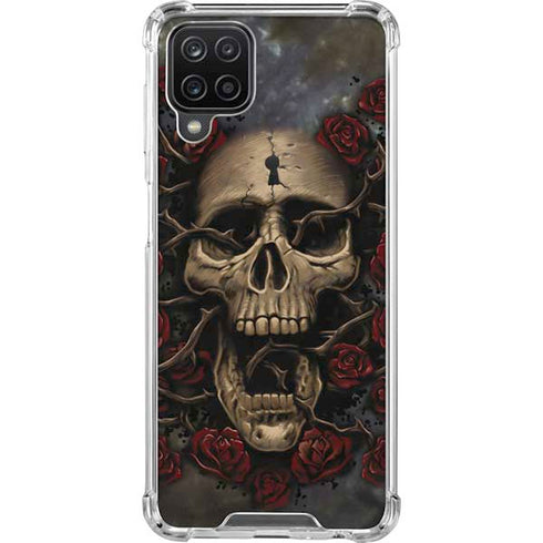 Liquid Blue Skull Entwined with Roses Galaxy A12 Clear Case