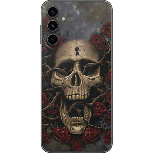 Liquid Blue Skull Entwined with Roses Galaxy A14 5G Skin