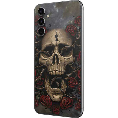 Liquid Blue Skull Entwined with Roses Galaxy A14 5G Skin