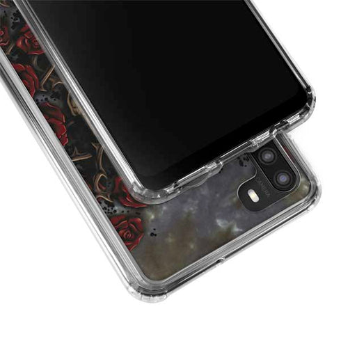 Liquid Blue Skull Entwined with Roses Galaxy A21 Clear Case