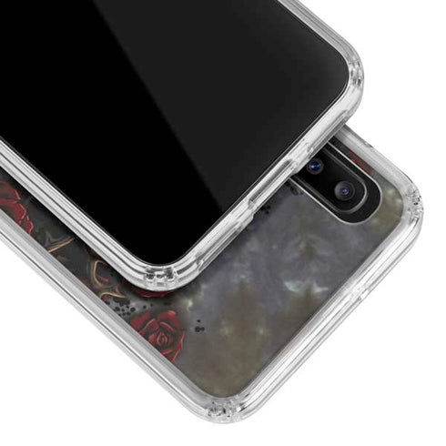 Liquid Blue Skull Entwined with Roses Galaxy A30 Clear Case