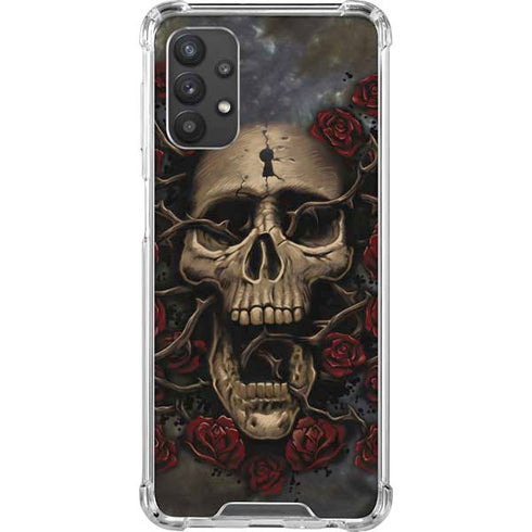 Liquid Blue Skull Entwined with Roses Galaxy A32 5G Clear Case