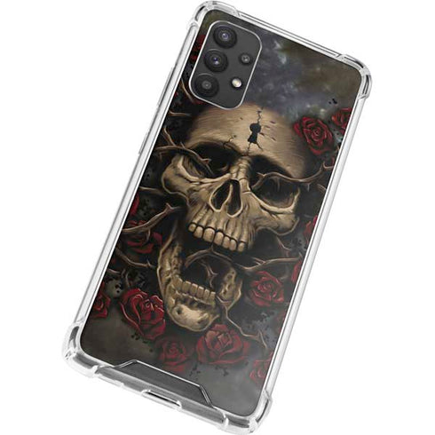 Liquid Blue Skull Entwined with Roses Galaxy A32 5G Clear Case
