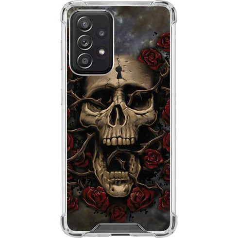 Liquid Blue Skull Entwined with Roses Galaxy A52 5G Clear Case