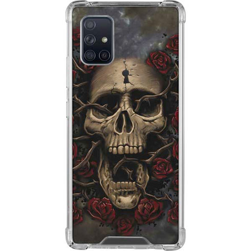 Liquid Blue Skull Entwined with Roses Galaxy A71 5G Clear Case