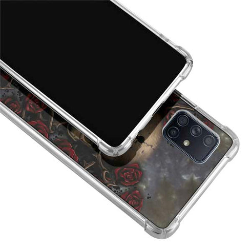 Liquid Blue Skull Entwined with Roses Galaxy A71 5G Clear Case