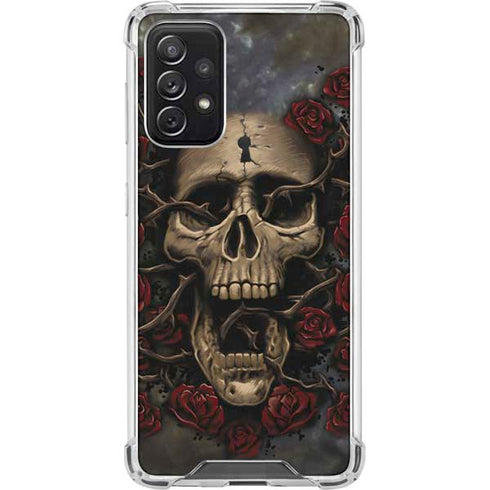 Liquid Blue Skull Entwined with Roses Galaxy A72 5G Clear Case
