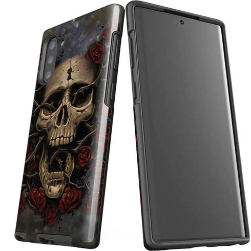 Liquid Blue Skull Entwined with Roses Galaxy Note 10 Pro Case