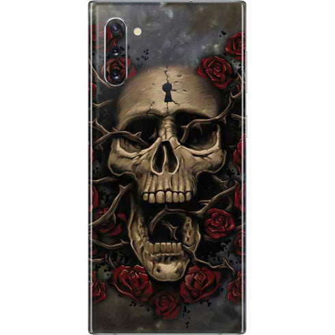 Liquid Blue Skull Entwined with Roses Galaxy Note 10 Skin