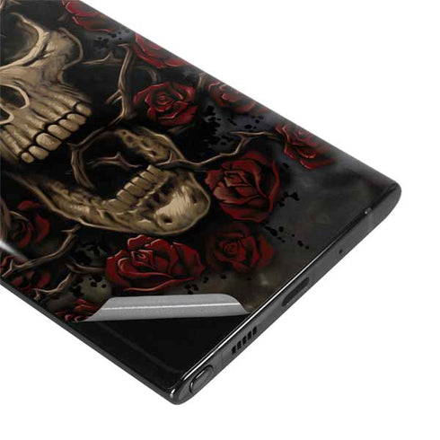 Liquid Blue Skull Entwined with Roses Galaxy Note 10 Skin