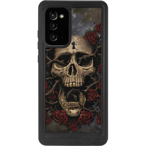 Liquid Blue Skull Entwined with Roses Galaxy Note20 5G Waterproof Case