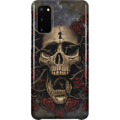 Liquid Blue Skull Entwined with Roses Galaxy S20 Lite Case