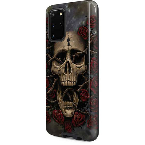 Liquid Blue Skull Entwined with Roses Galaxy S20 Plus Pro Case
