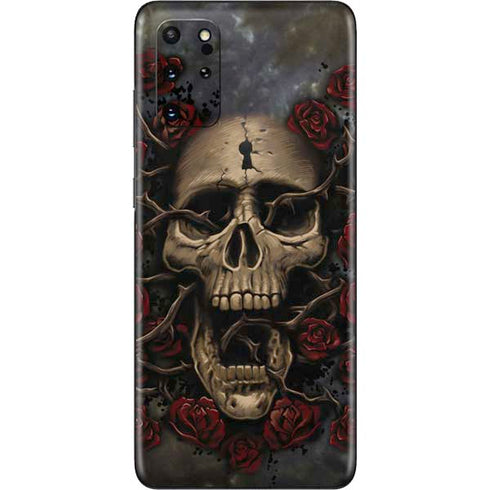 Liquid Blue Skull Entwined with Roses Galaxy S20 Plus Skin