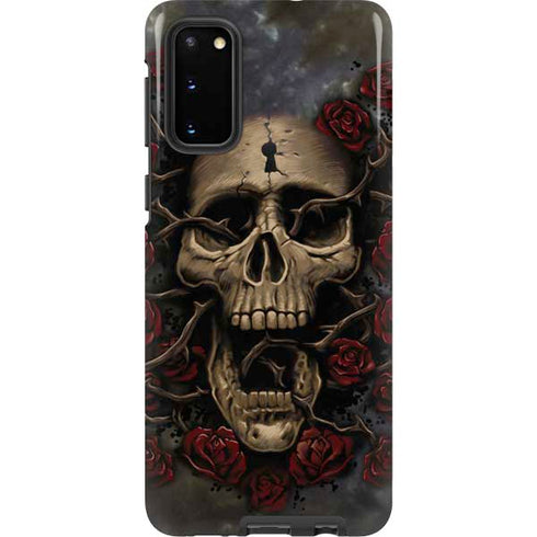 Liquid Blue Skull Entwined with Roses Galaxy S20 Pro Case