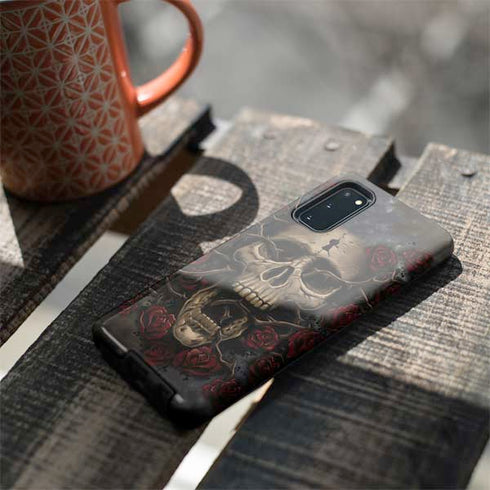 Liquid Blue Skull Entwined with Roses Galaxy S20 Pro Case